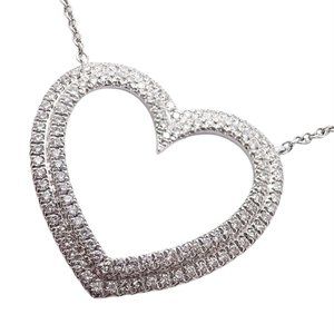 Tiffany & Co Platinum Diamond Heart Double Metro Medium Pendant Necklace